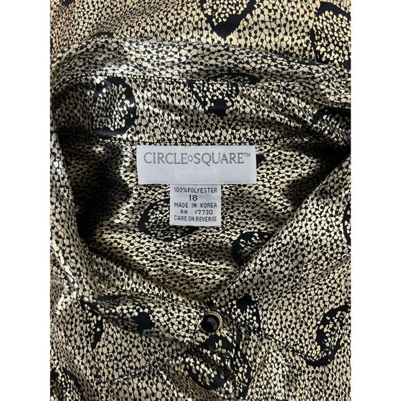 Vintage Circle o Square Women's Long Sleeve Bright Gold Collared Blouse Size 18 - Picture 6 of 12